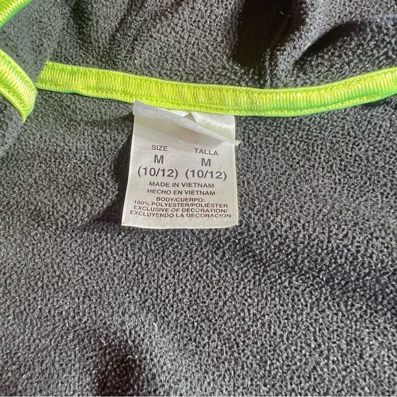 Adidas Full Zip Youth Hoodie Size M (10/12) Black/Lime Stripes - Picture 5 of 7